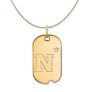 14k Yellow Gold U.S. Navy Dog Tag Logo Necklace - 16 Inch